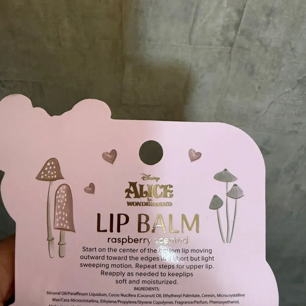 Tiktok viral Disney Alice Wonderland Raspberry Mushroom Lip Balm rare A9